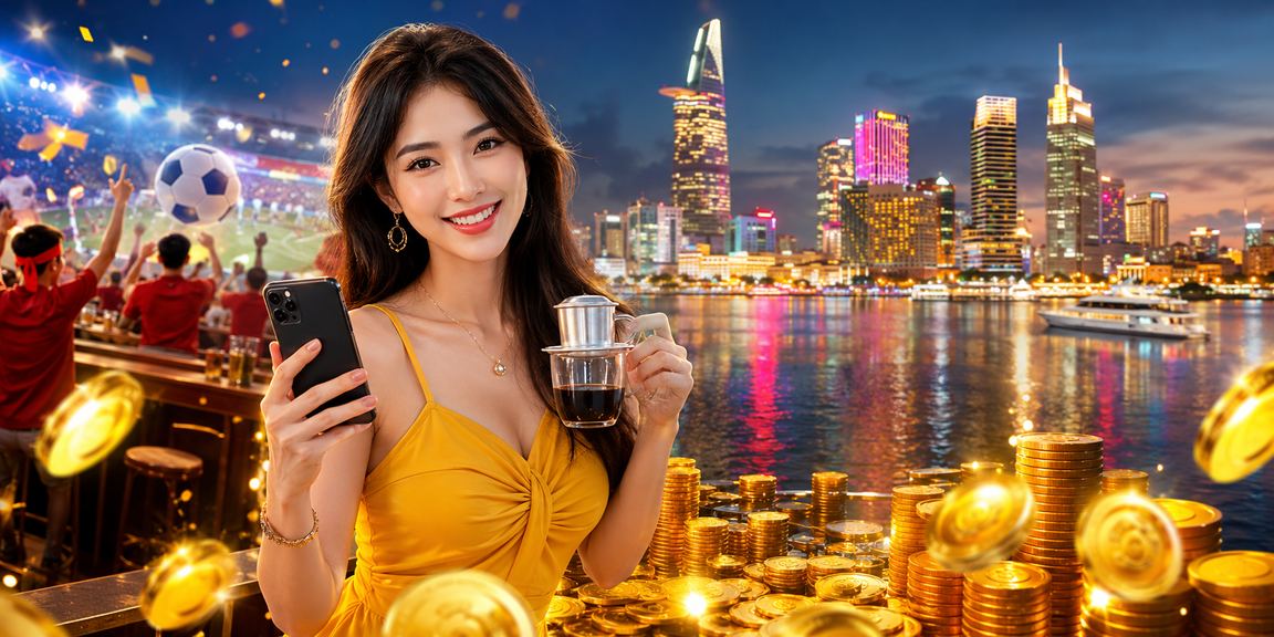 Người dùng TP.HCM truy cập casino trực tuyến trên điện thoại trong quán cà phê buổi tối