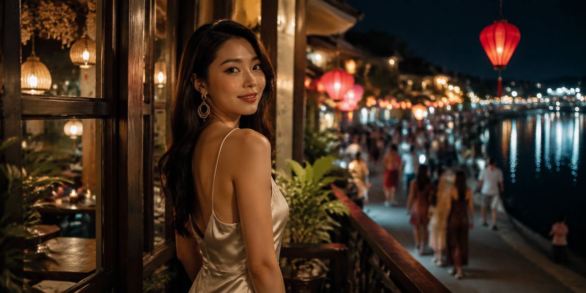 Người dùng Hội An kiểm tra thông tin VIP và khuyến mãi trên điện thoại bên tách cà phê
